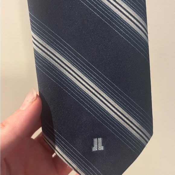 Lanvin Blue and silver Striped Tie - Picture 2 of 3